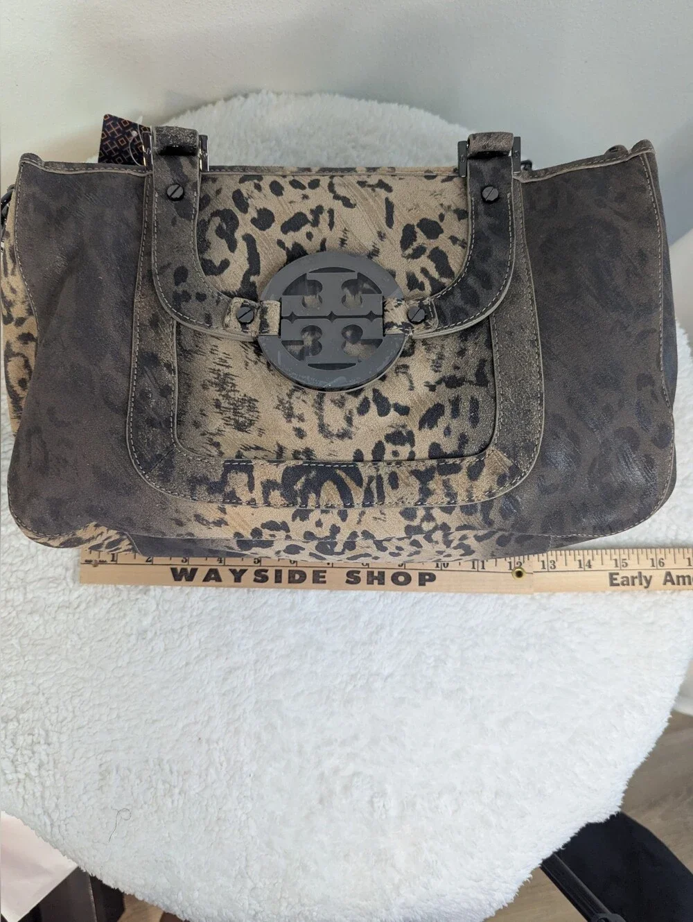 Tory Burch Amanda Leopard Print Satchel Chain Strap NWT Tag Coconut 11109017 - Picture 2 of 15